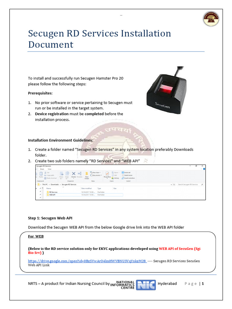Secugen RD Services Installation Guide | PDF | Computer File ...