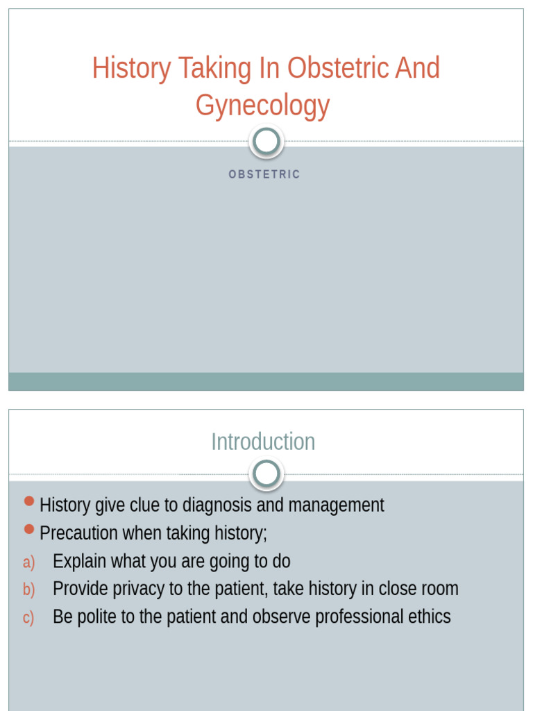 History Taking in Obstetric and Gynecology | PDF | Pregnancy | Medical ...