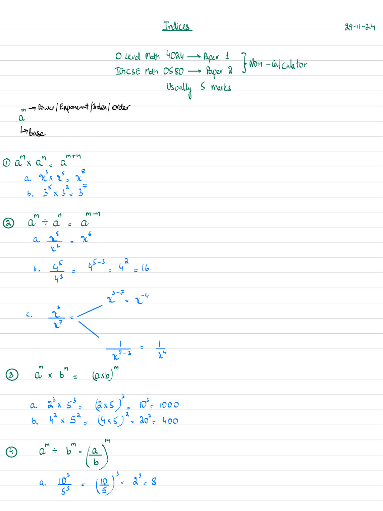 Indices Notes | PDF | Mathematics