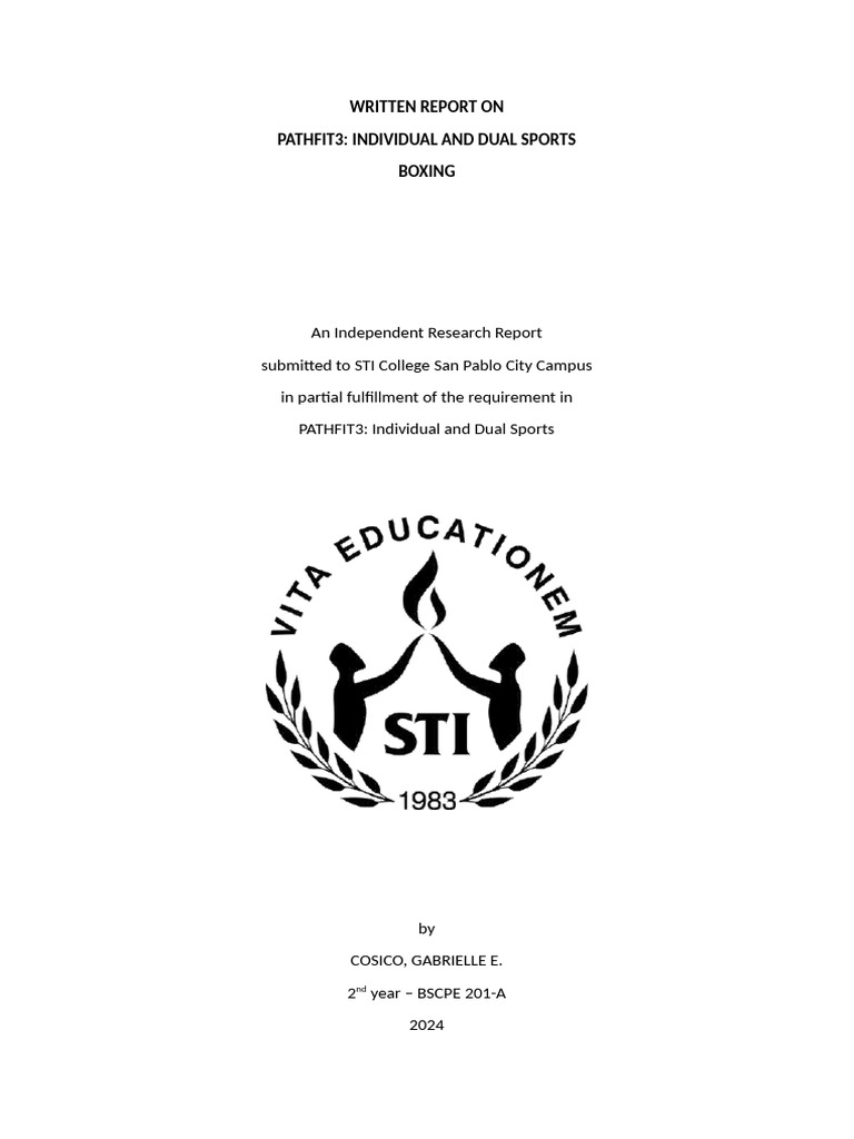 Written Report On Pathfit 3 Individual and Dual Sport | PDF | Sports ...