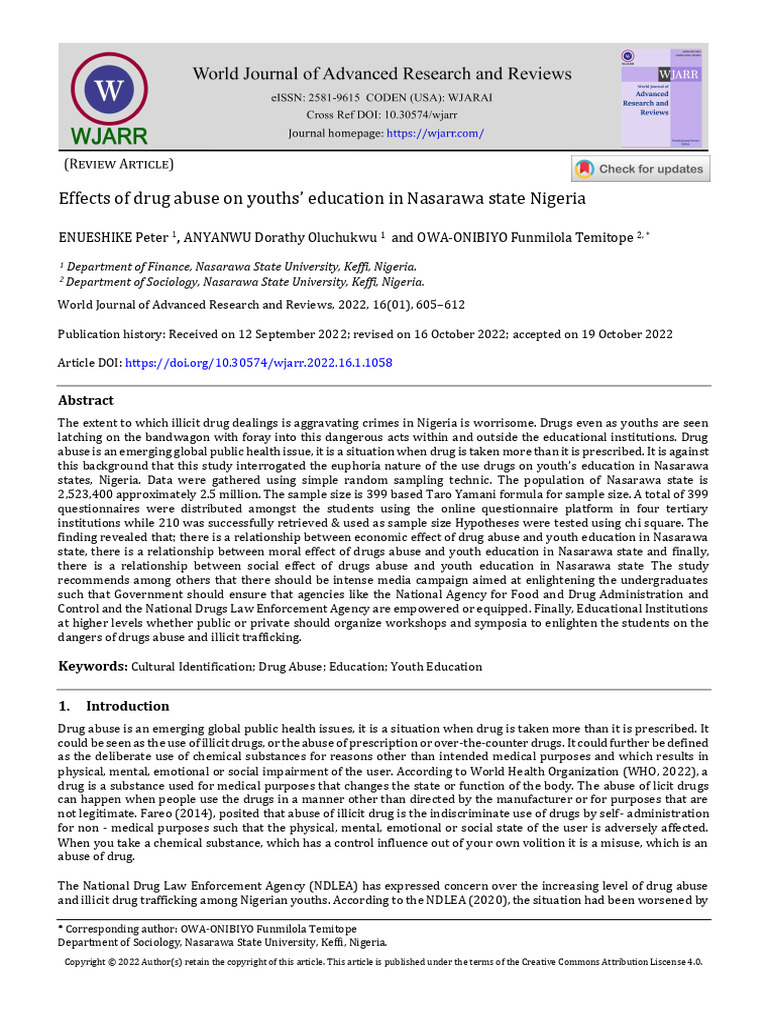 Effects of Drug Abuse On Youths Educatio | PDF | Substance Abuse ...