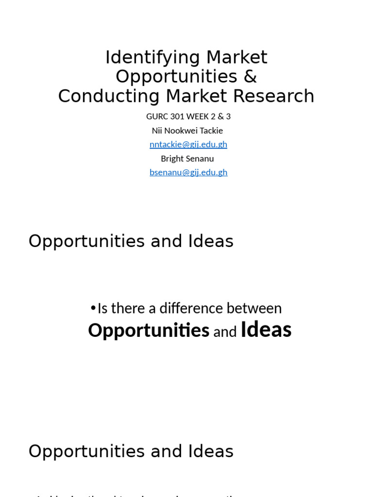 Identifying Market Opportunities | PDF | Feasibility Study ...