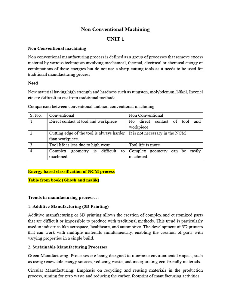 Conventional vs Non-Conventional Machining | PDF | Machining | 3 D Printing