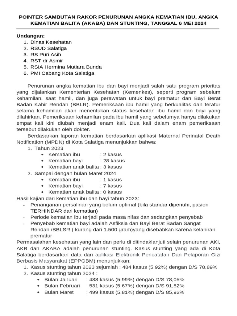 Strategi Penurunan AKI, AKABA, dan Stunting | PDF