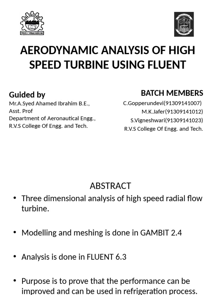 Aerodynamic Analysis of High Speed Turbine Using Fluent | PDF ...