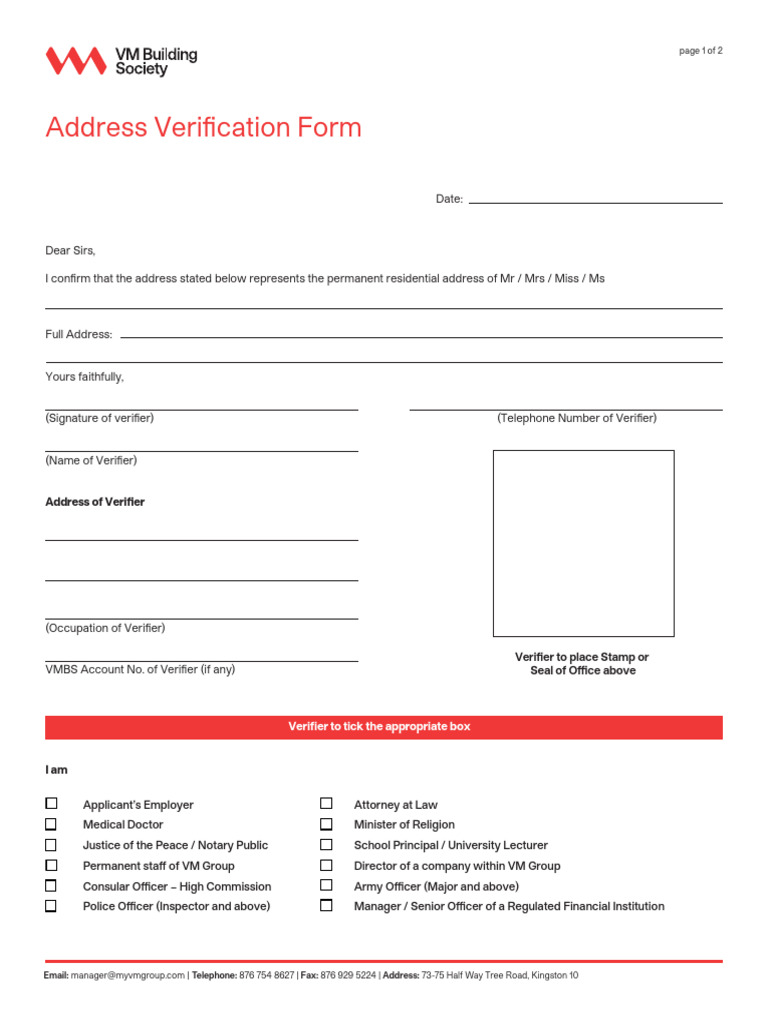 Address Verification Form 2 | PDF | Legal Action | Law Enforcement