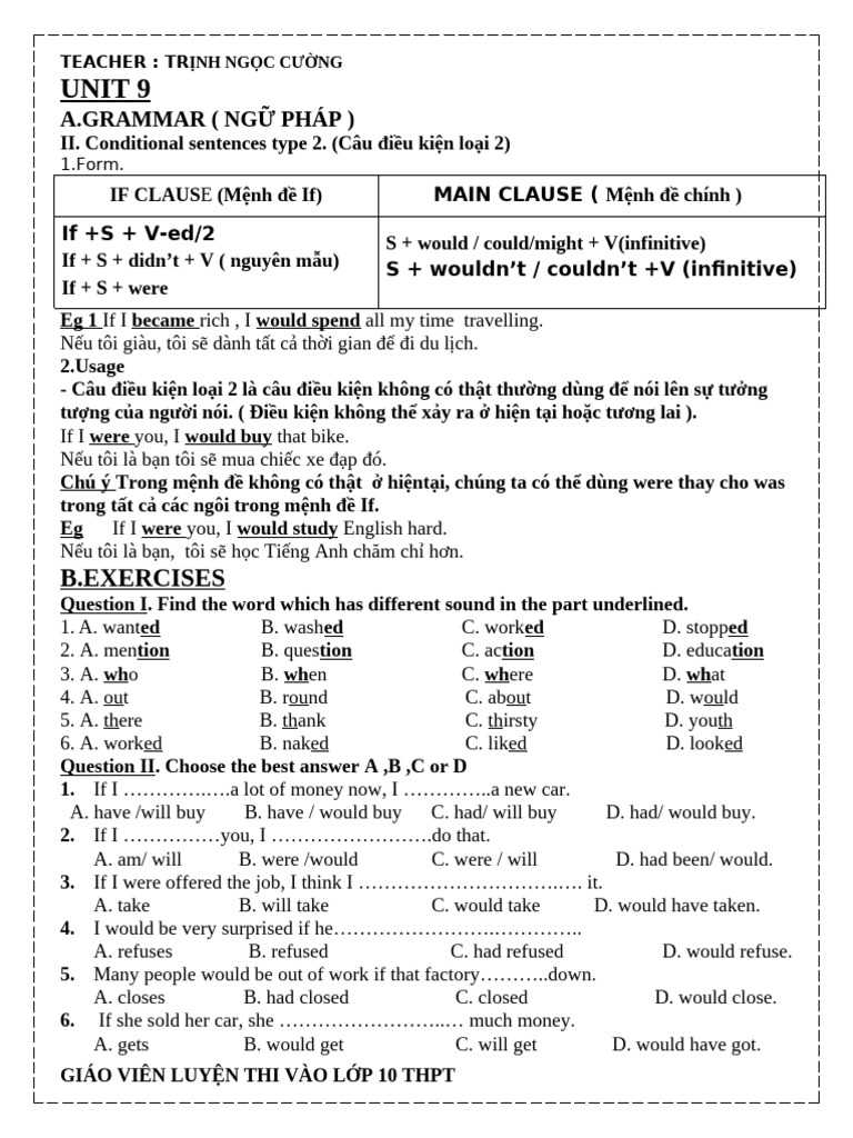 Conditional Sentences Type 2 Guide | PDF | Syntax | Grammar