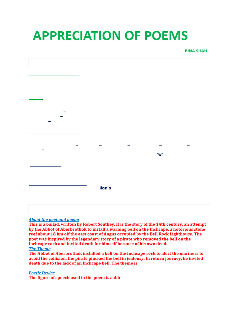 Appreciation | PDF | Poetry