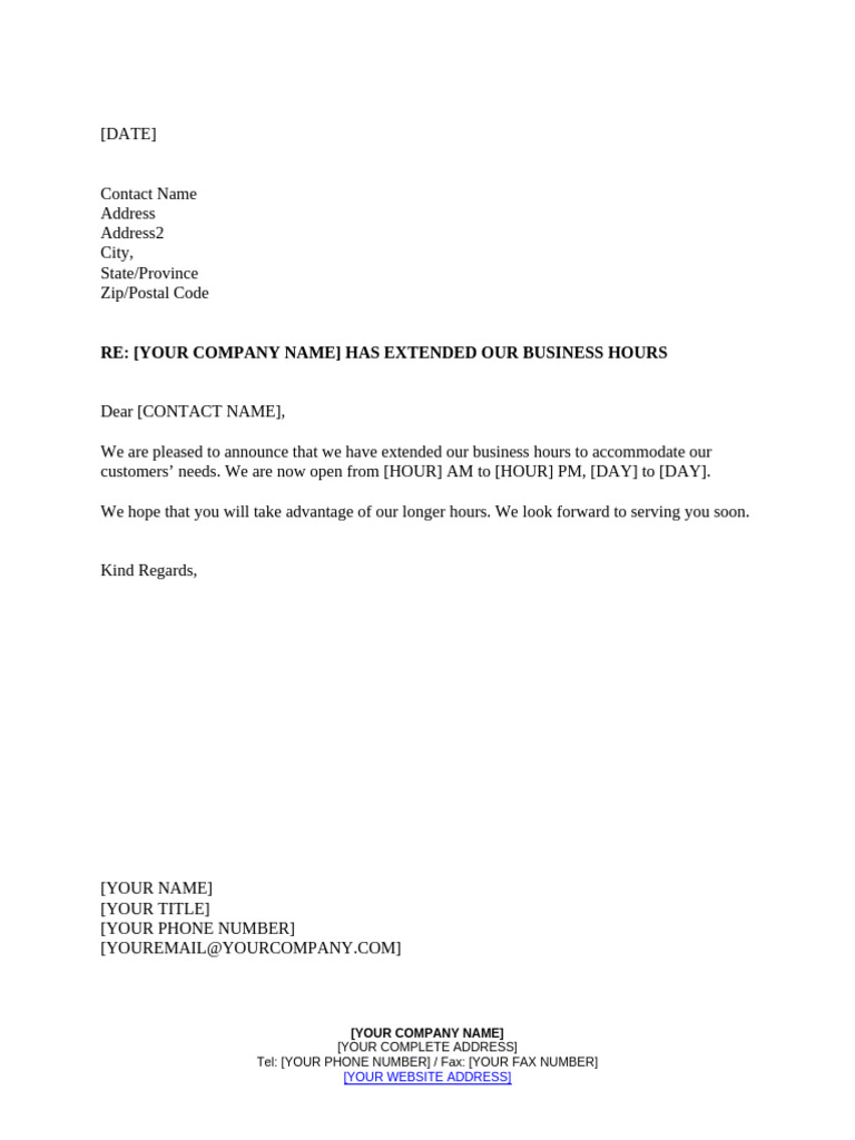 Business Hours Extended | PDF