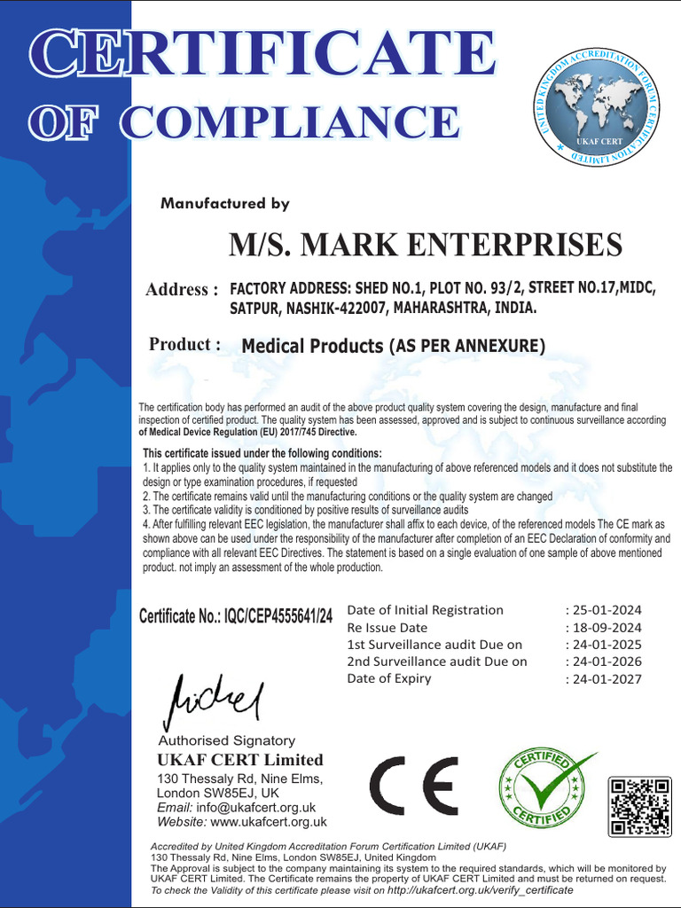 UKAF Compliance Certificate for Medical Devices | PDF | Refrigerator