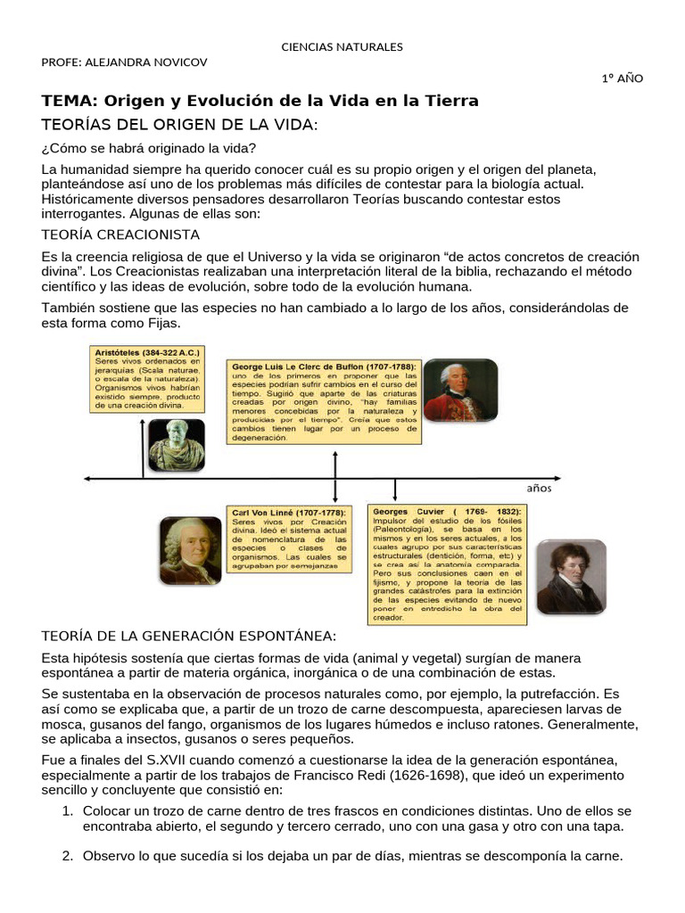 Origen y Teorìas de La Vida | PDF | Biología | Naturaleza