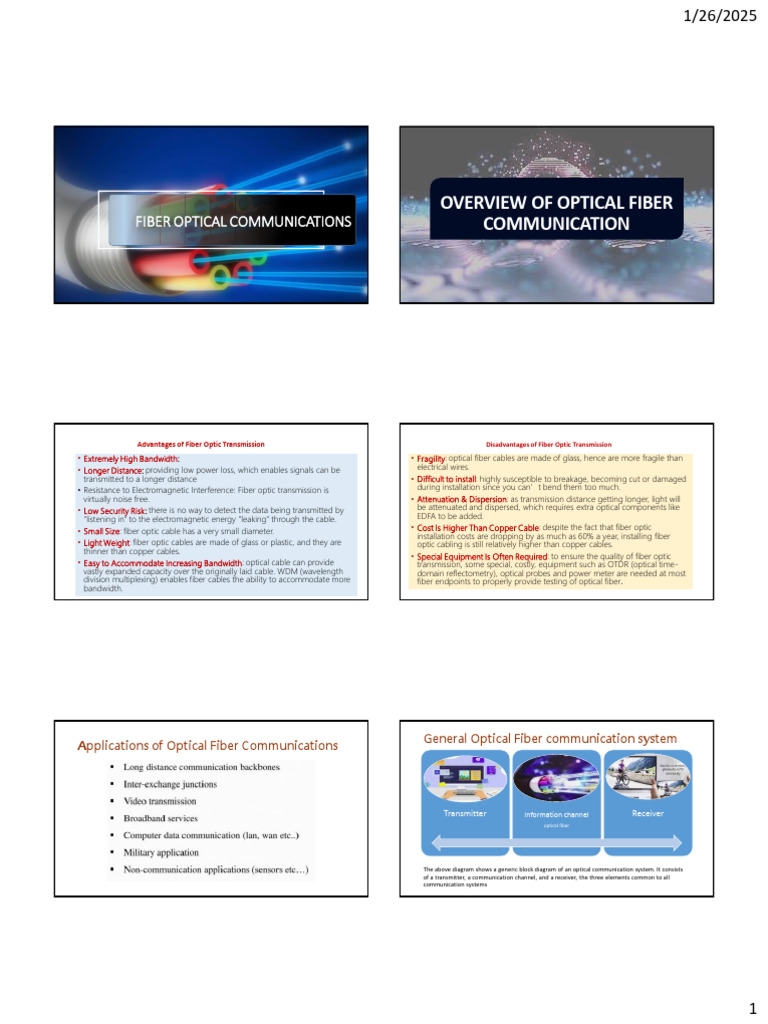 Fiber Optic Communication Overview | PDF | Optical Fiber | Refraction