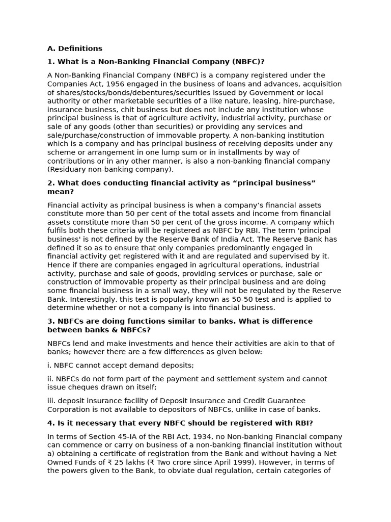 Understanding Non-Banking Financial Companies | PDF | Banks | Reserve ...