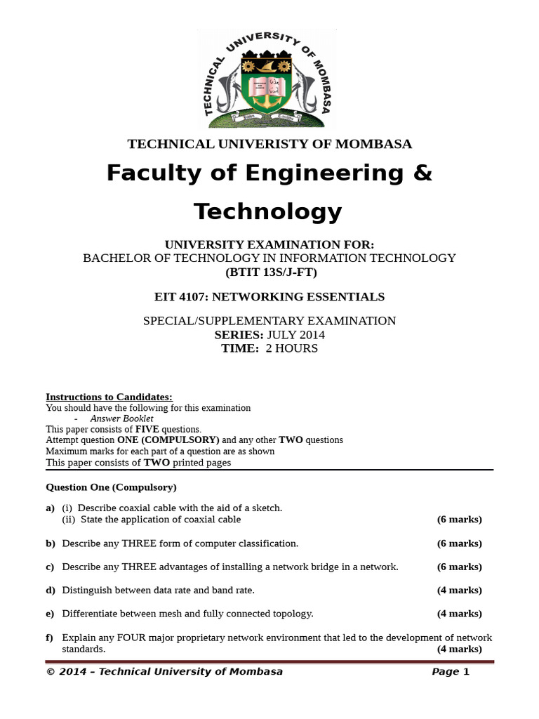 Networking Essentials Exam Guide | PDF | Computer Network | Network ...