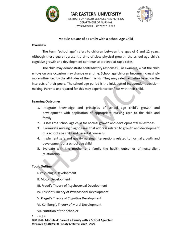 Module 4 NCM 107 Pedia School Age | PDF | Human Tooth | Puberty