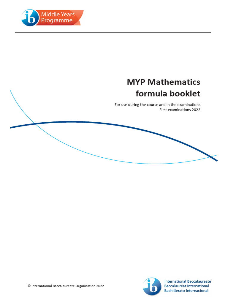 MYP Mathematics Formula Booklet 2022 | PDF