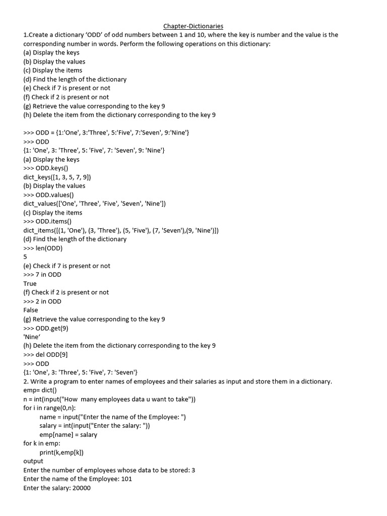 Python Dictionary Operations Guide | PDF | Computer Programming ...
