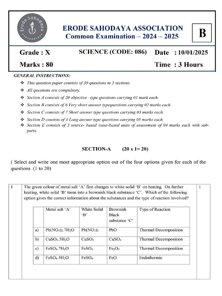 Esa - 10-01-2025nce Set B QP | PDF