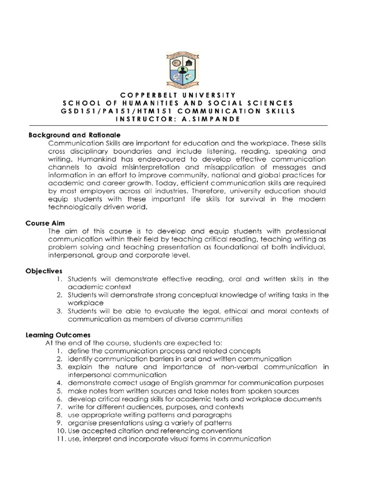 Communication Skills Course Format | PDF