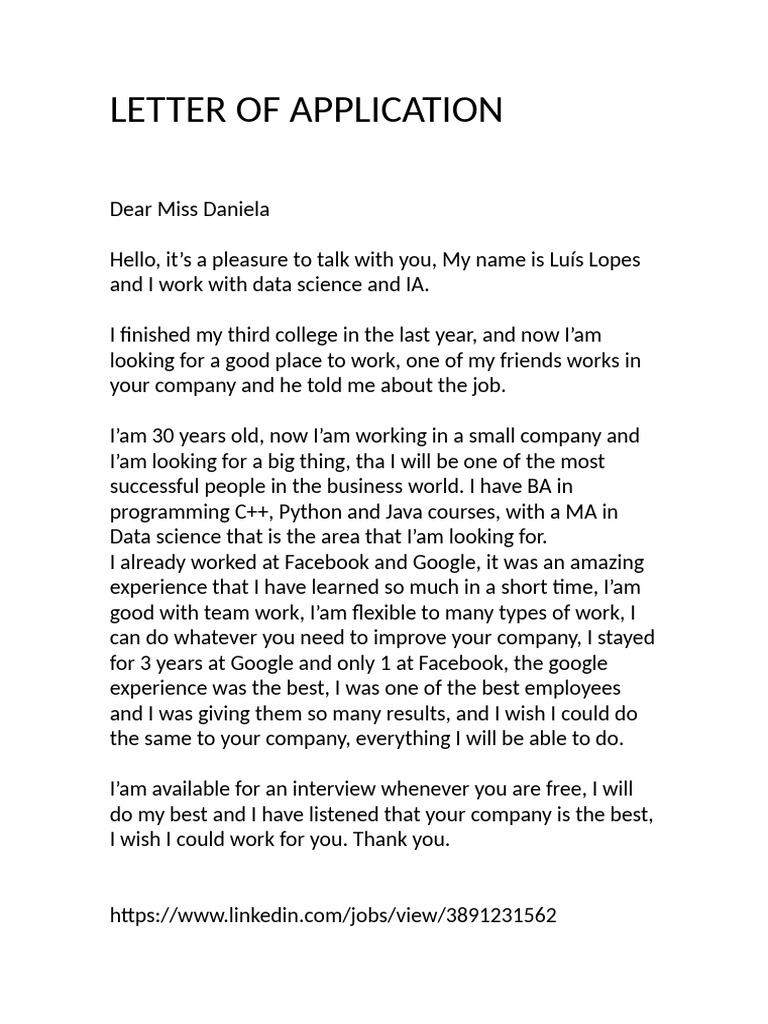 Letter of Apprication | PDF