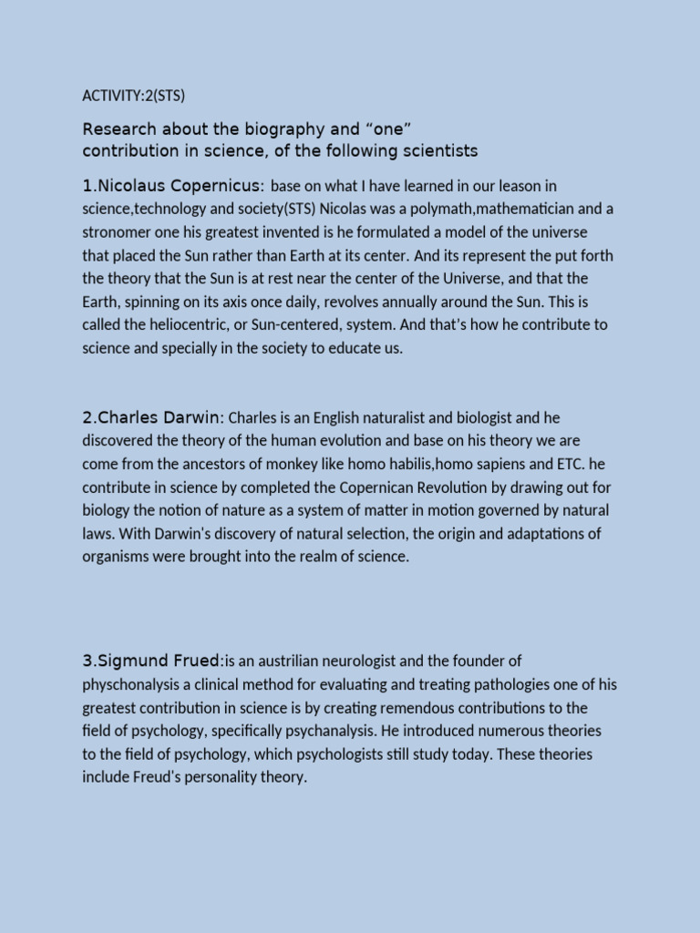 Scientists' Key Contributions to Science | PDF