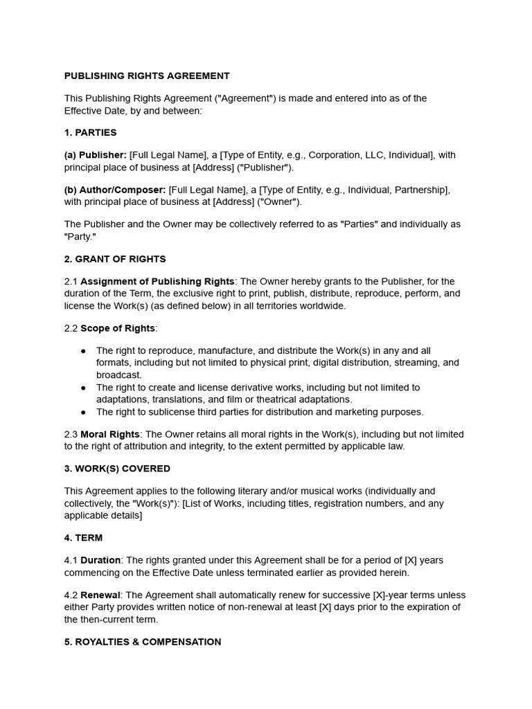 Publishing Rights Agreement (