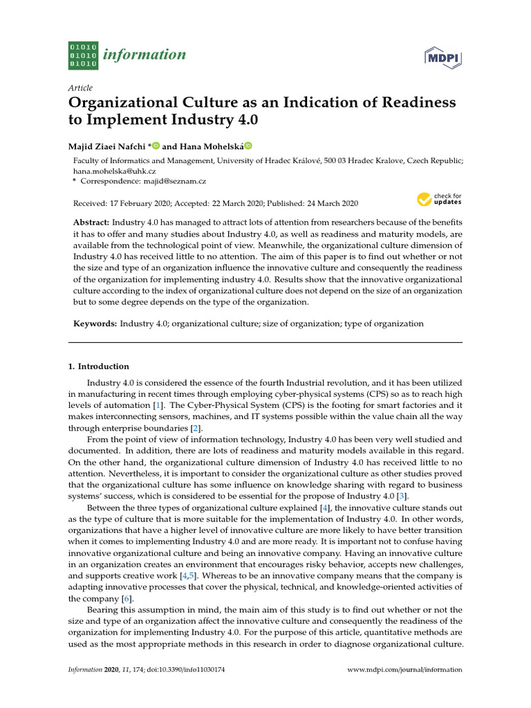 Organizational Culture As An Indication of Readiness To Implement ...