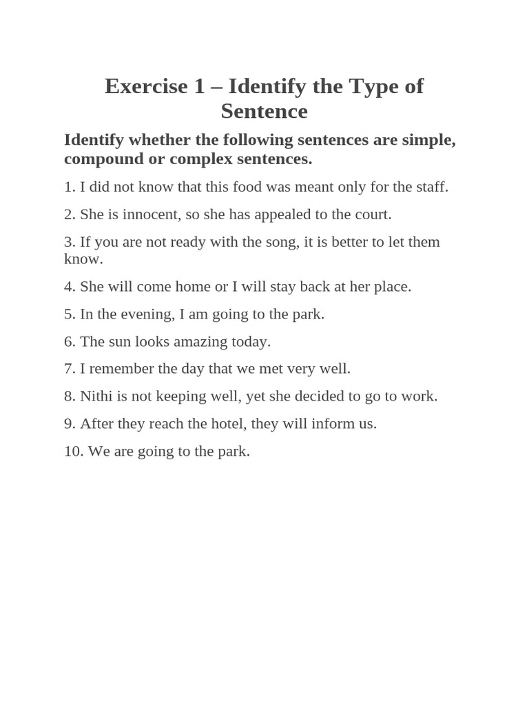 Sentence Structure Exercise Guide | PDF