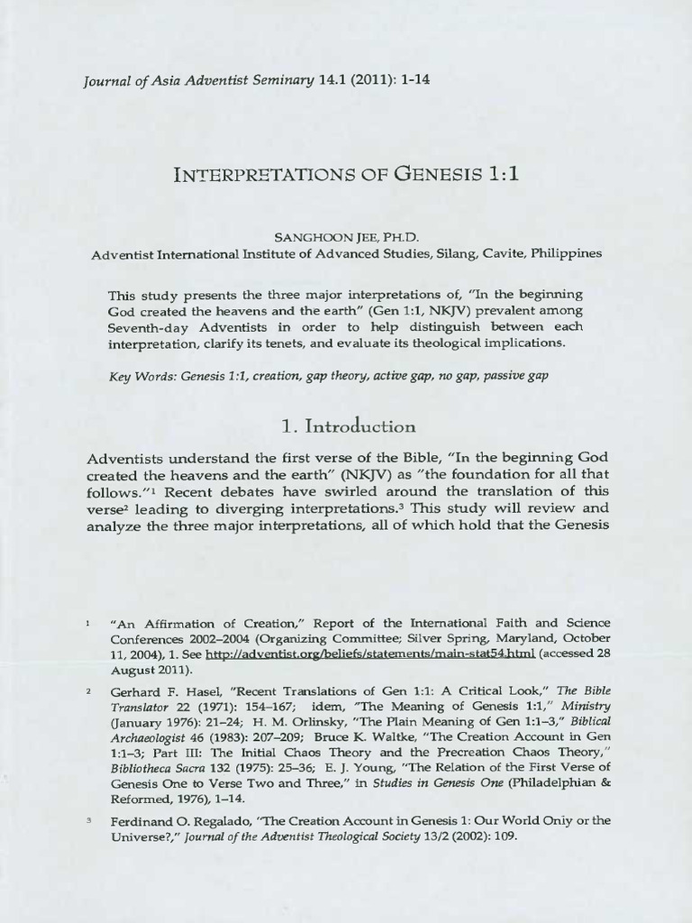 14.1–2+(2011)+Jee+-+Interpretations+of+Genesis+1.1 | PDF | Genesis ...