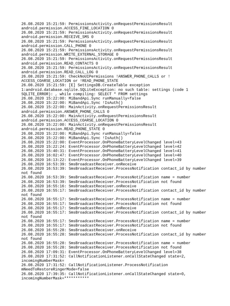 Android Permissions and Battery Events | PDF | Databases | Data Management