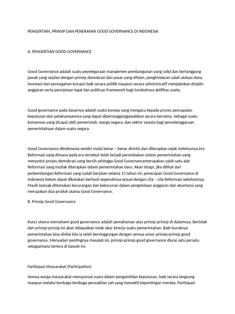 Penerapan Good Governance di Indonesia | PDF