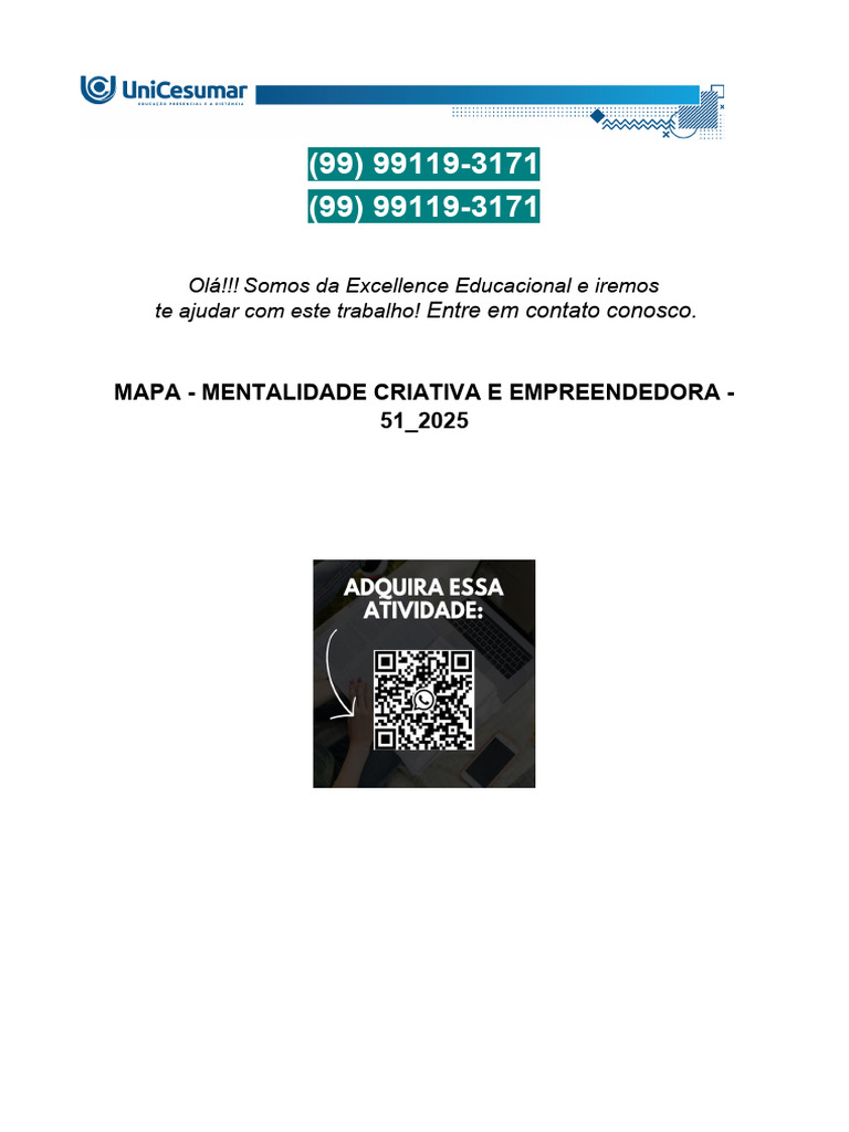 Mapa - Mentalidade Criativa e Empreendedora - 51 - 2025 | PDF