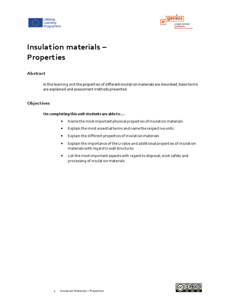 Properties of Insulation Materials | PDF | Life Cycle Assessment ...