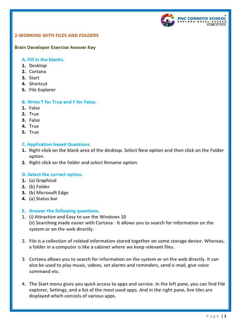 Working With Files and Folders - Brain Developer Exercise | PDF
