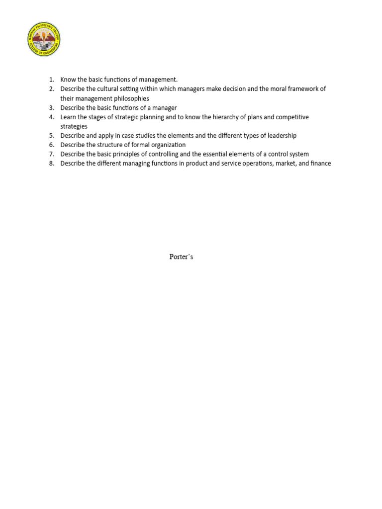 Engineering Management Course Outline | PDF