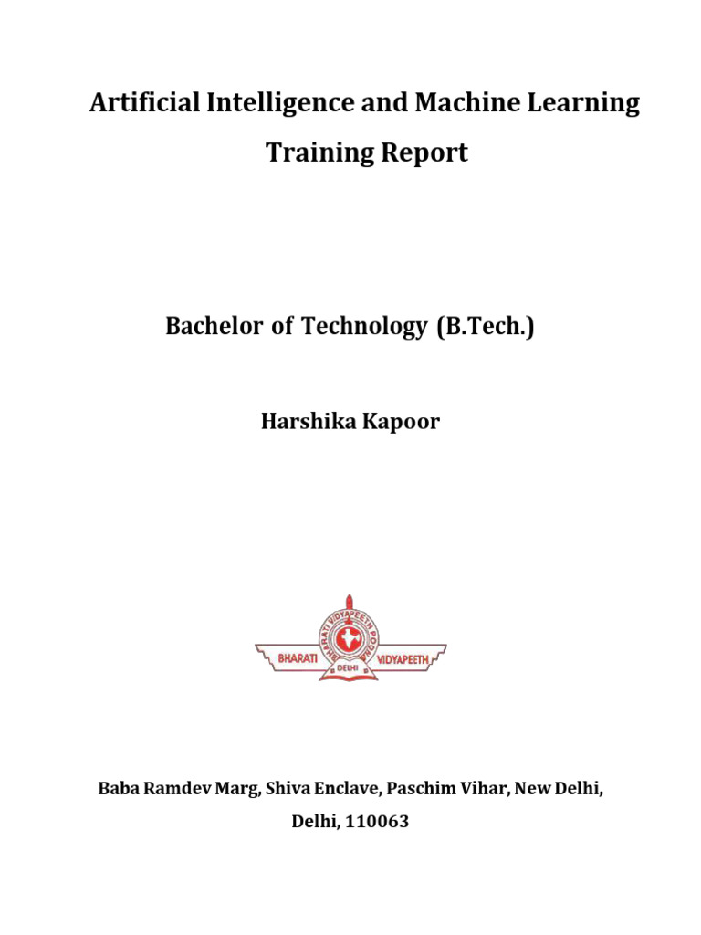 AI and Machine Learning Training Report | PDF | Intelligence ...