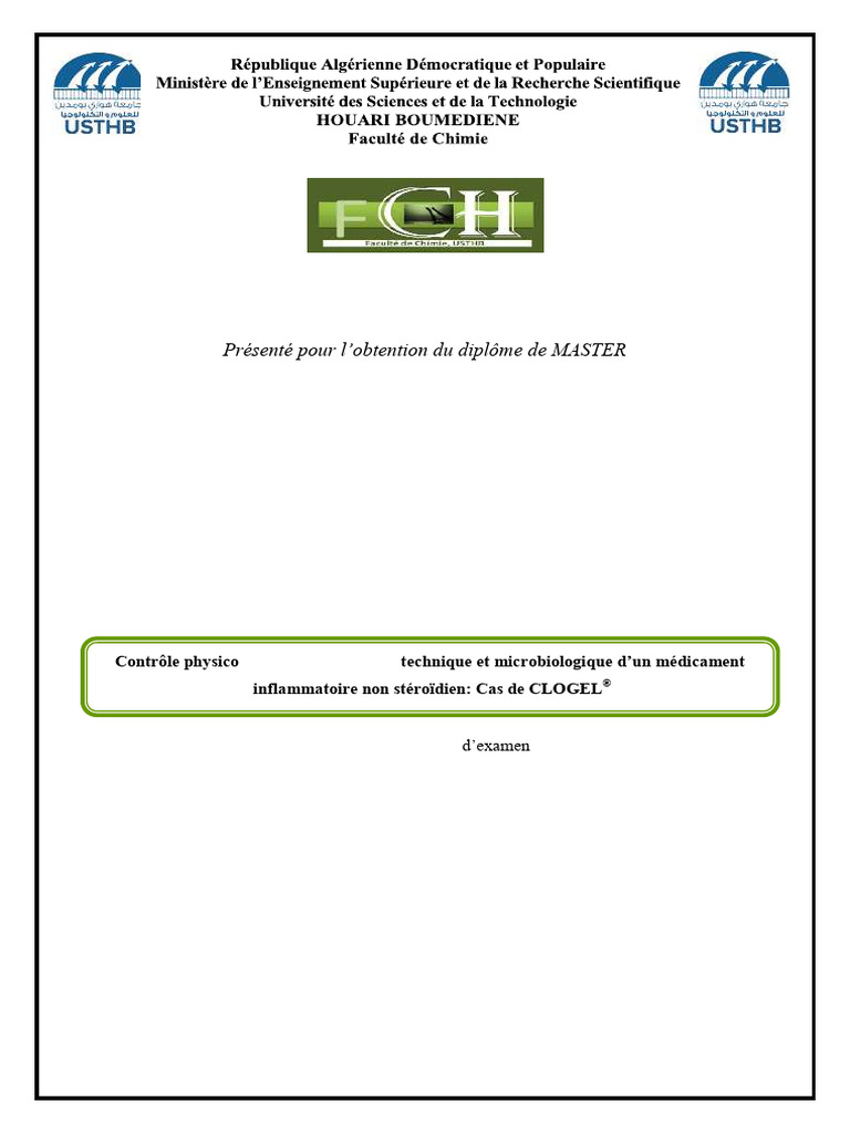 Contrôle Physico-Chimique, Pharmaco-Technique Et Microbiologique D'un ...