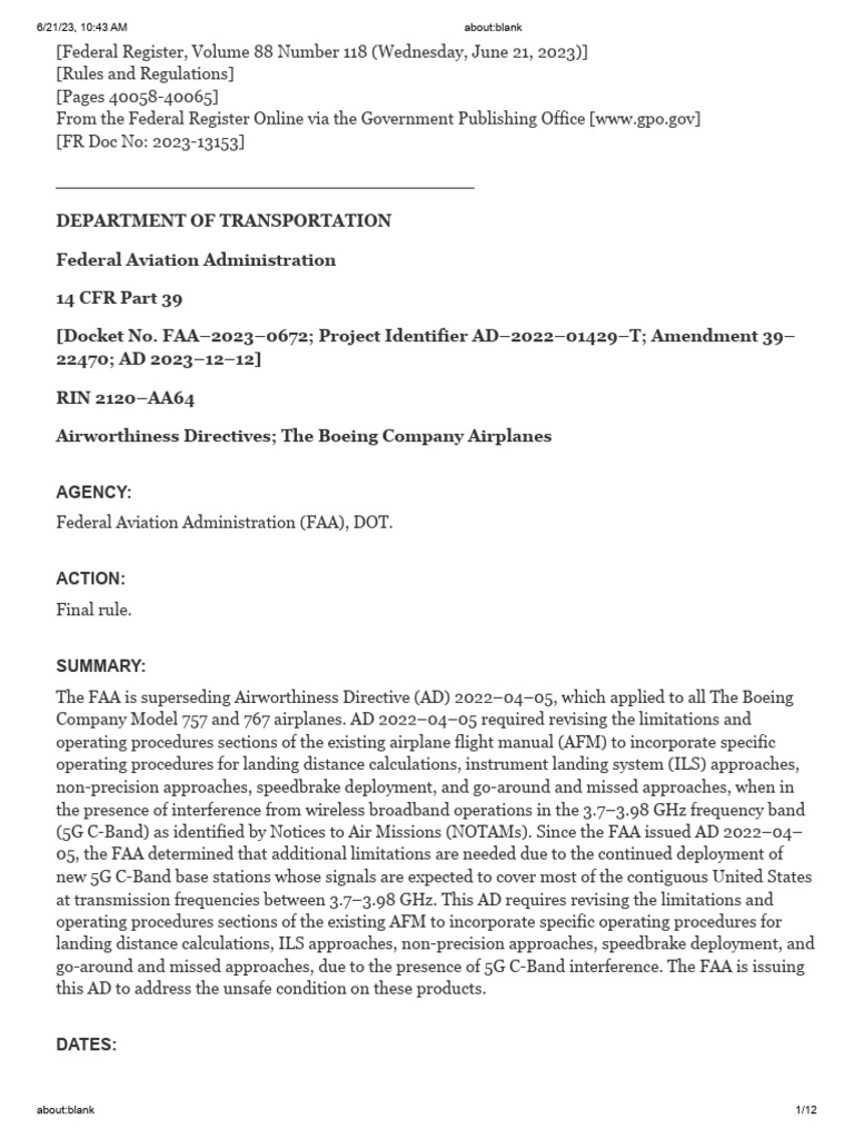 Boeing 757/767 Airworthiness Directive Update | PDF | Federal Aviation ...
