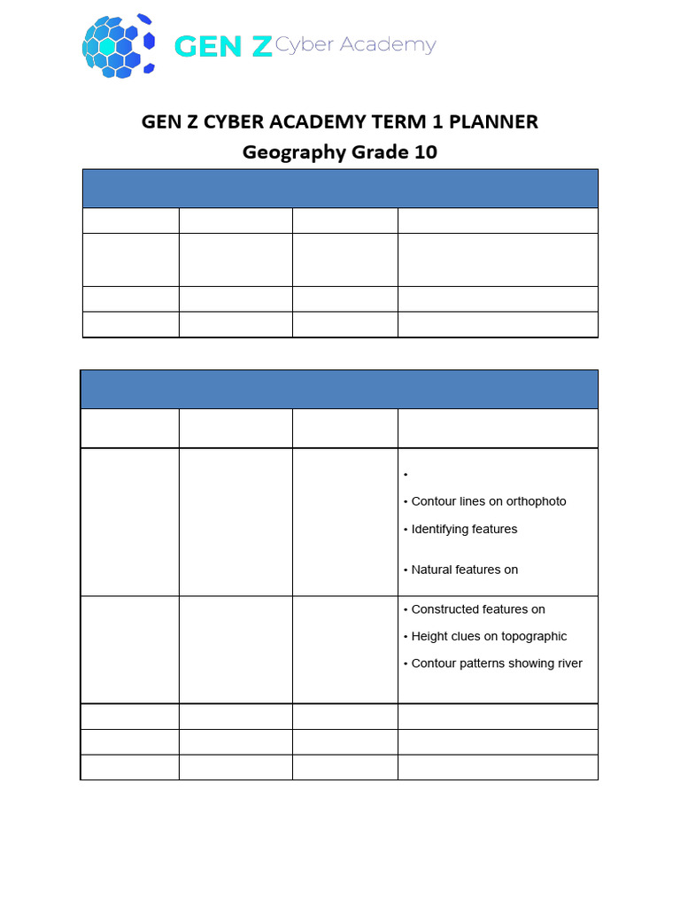 Grade 10 Geography Term 1 Planner | PDF | Map | Weather