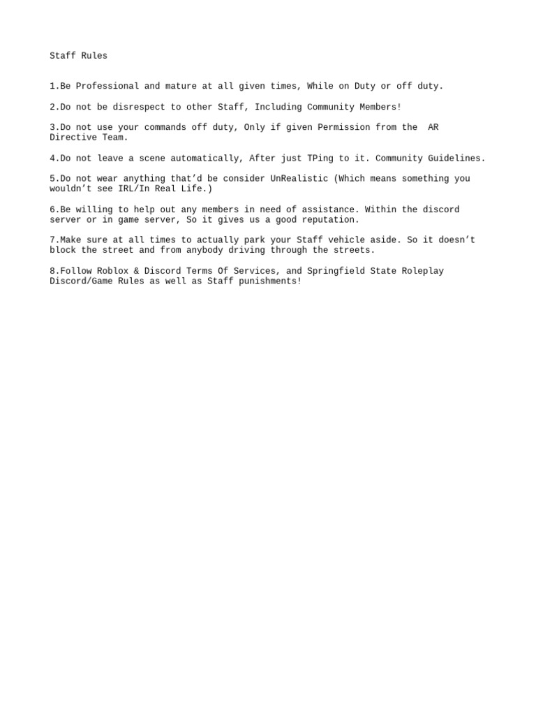 Essential Staff Rules for Conduct | PDF