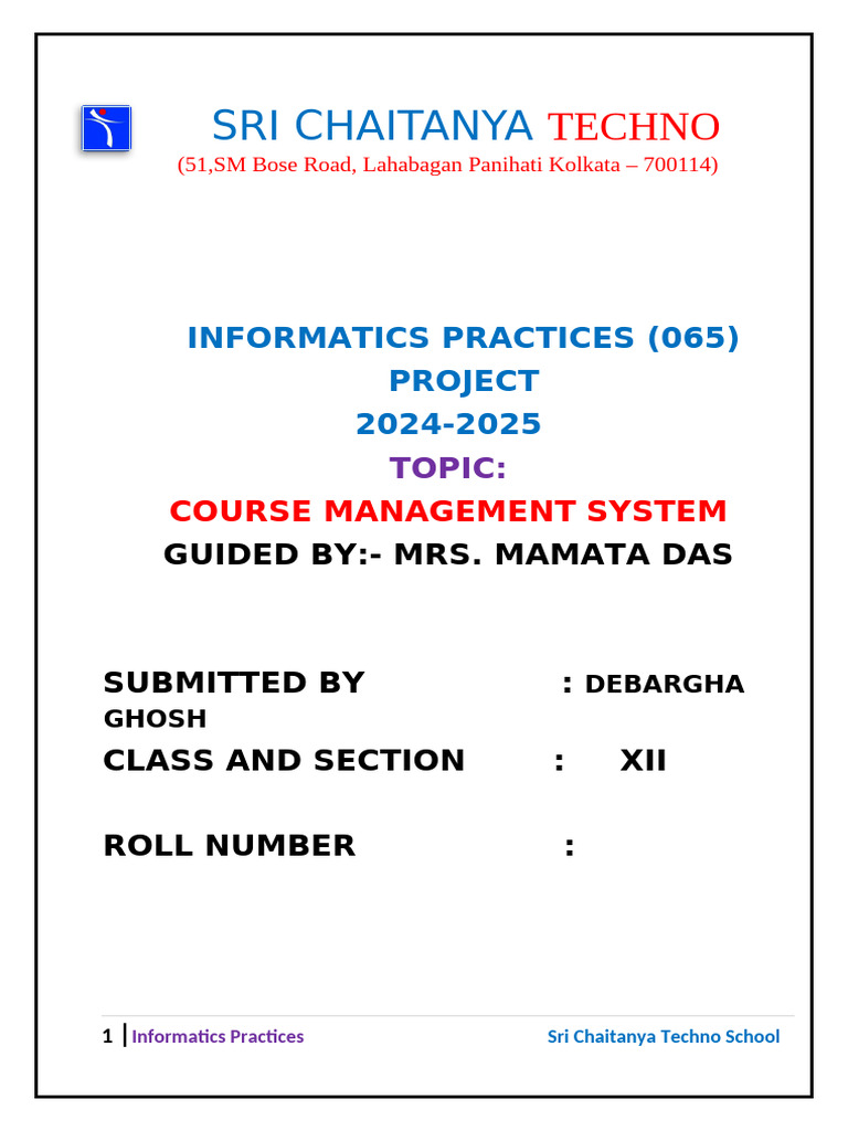 Course Management System Project | PDF | Python (Programming Language ...
