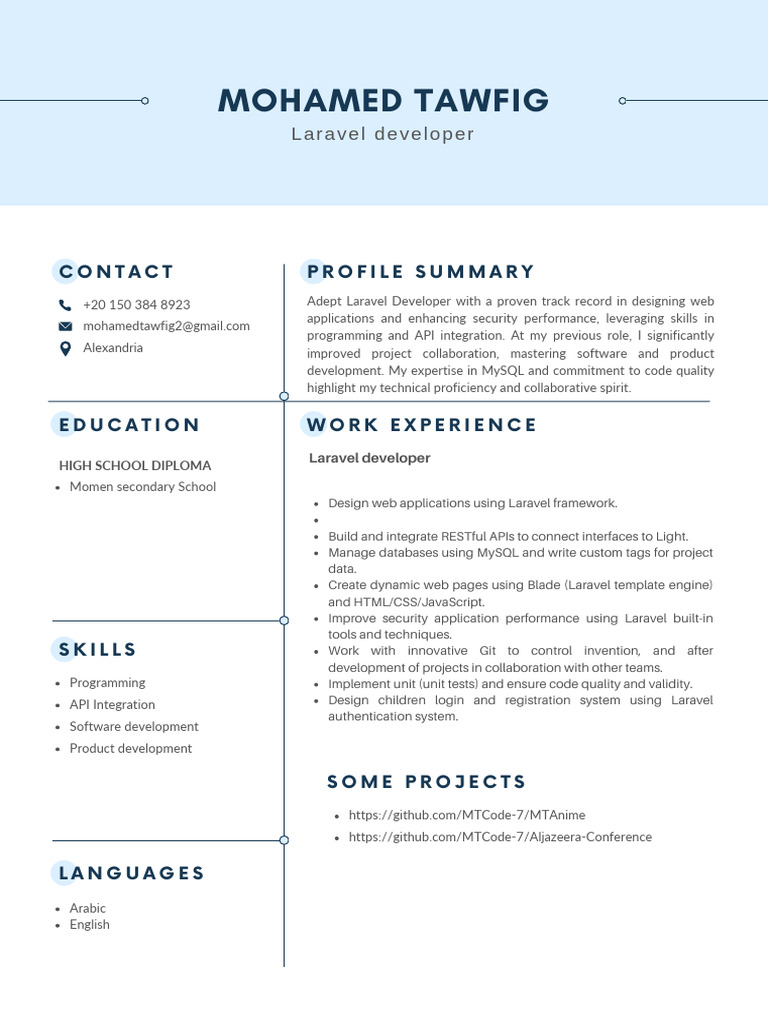 Laravel Developer Profile Summary | PDF