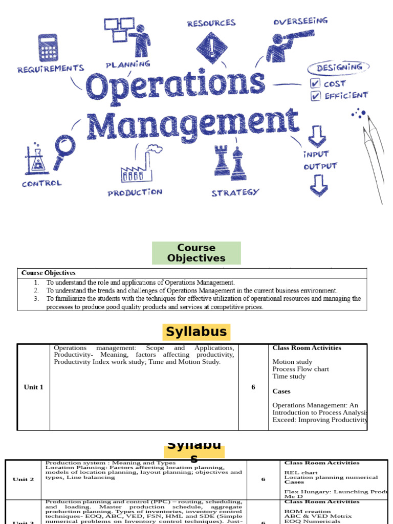 Operations Management Overview and Techniques | PDF | Operations ...
