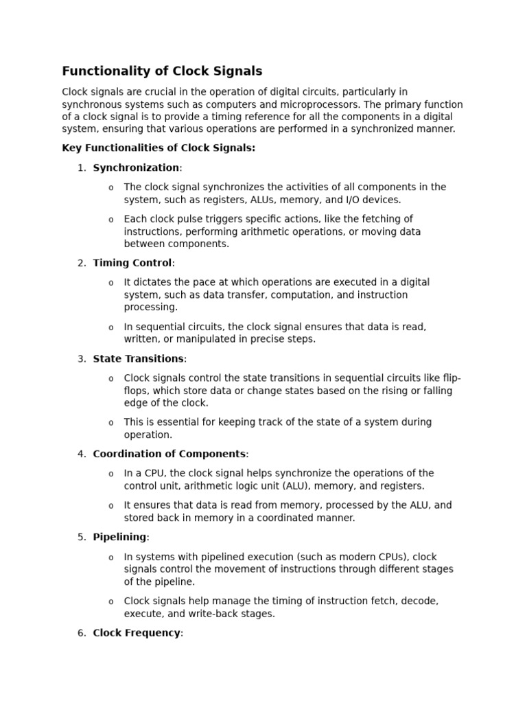 Functionality of Clock & Digital Systems & Mechanisms | PDF | Central ...