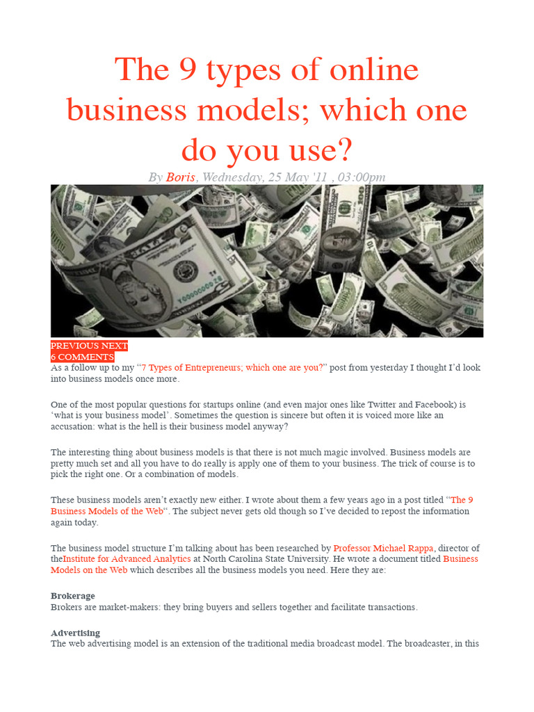 9 Online Business Models Explained | PDF