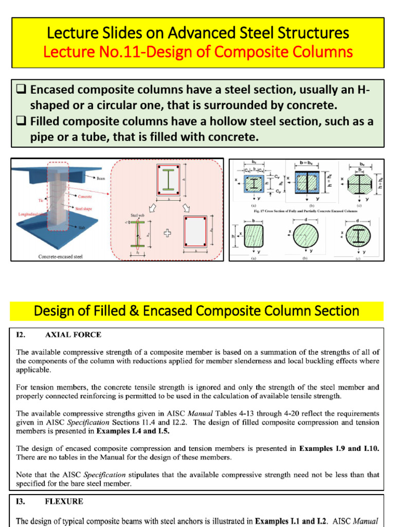 Composite Column Design Overview | PDF | Concrete | Column