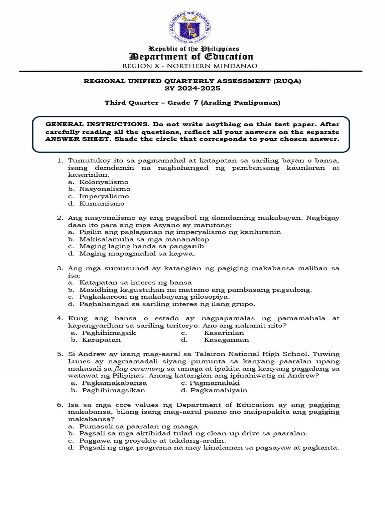 AP G7 Test-Questionnaire Q3 | PDF