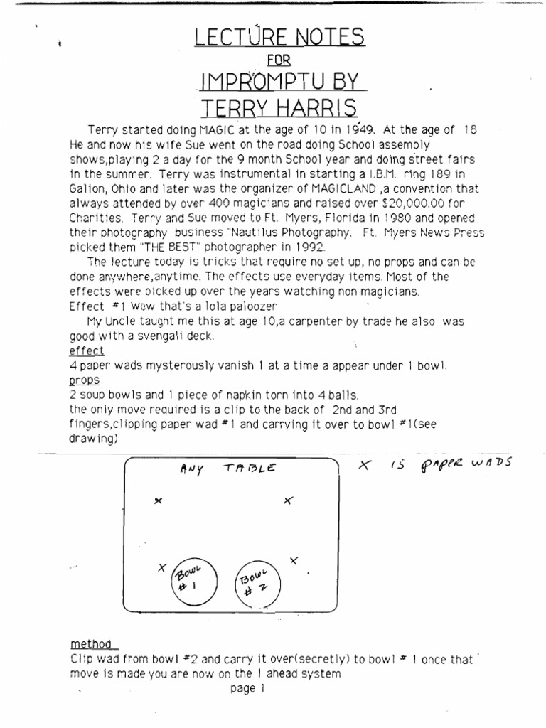 Terry Harris - Lecture Notes For Impromptu | PDF