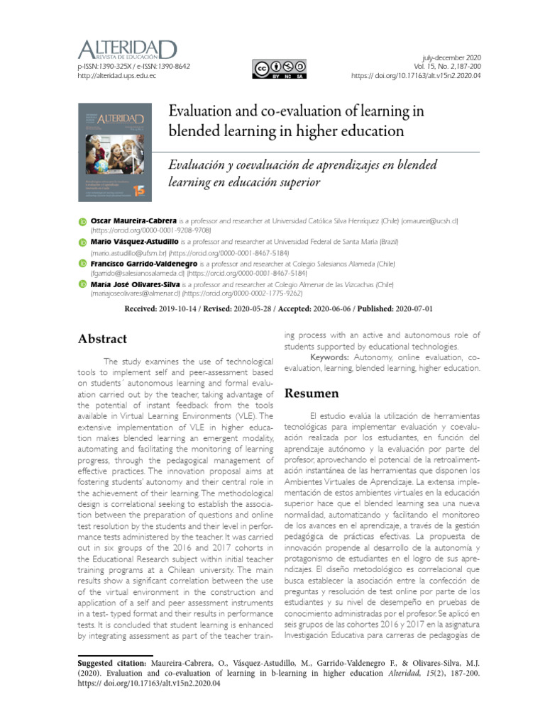 Blended Learning Assessment in Higher Ed | PDF | Educational Technology ...