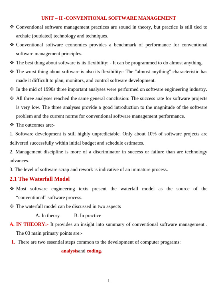Conventional Software Management Insights | PDF | Software | Software ...